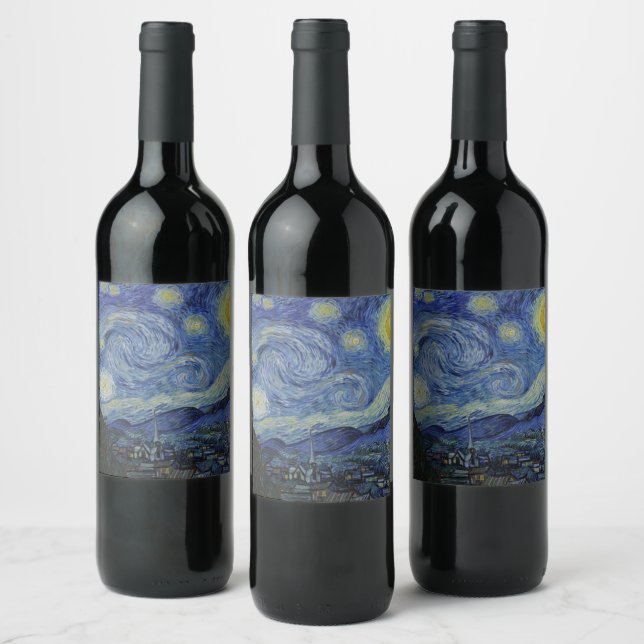 Étiquette Pour Bouteilles De Vin "Nuit étoilée" par Van Gogh (Bouteilles)