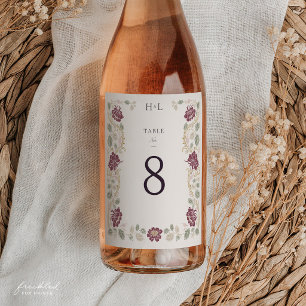 Étiquette Pour Bouteilles De Vin Numéro de table de mariage Art Nouveau floral Bour