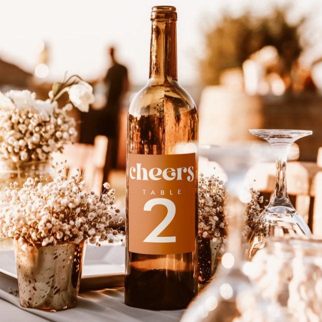 Étiquette Pour Bouteilles De Vin Numéro de table du Mariage rétro moderne (Créateur téléchargé)