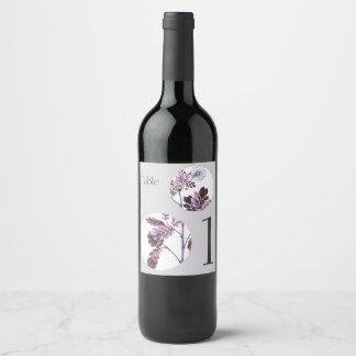 Étiquette Pour Bouteilles De Vin Numéro de table élégant Mariage floral vintage