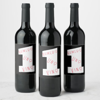 Étiquette Pour Bouteilles De Vin Numéro Un Vin Numero Uno Vino texte visuel