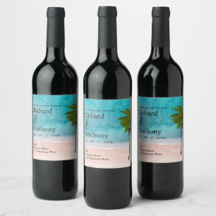 Étiquette Pour Bouteilles De Vin Ocean Beach Palm Tree Mariage