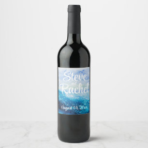 Étiquette Pour Bouteilles De Vin Ocean wave painting, sea foam