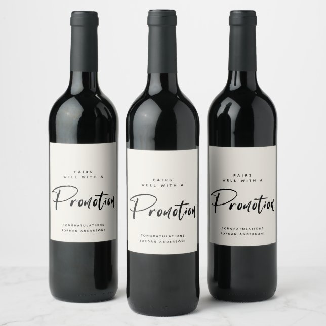 Étiquette Pour Bouteilles De Vin Offre d'emploi Promotion Félicitations Script Mode (Bouteilles)