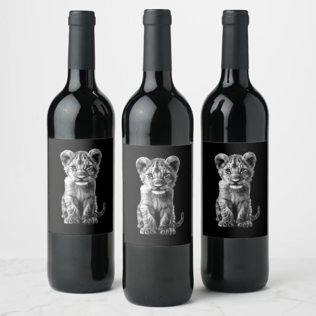 Étiquette Pour Bouteilles De Vin Oh Bébé Gros Chat Cub Gris (Bouteilles)