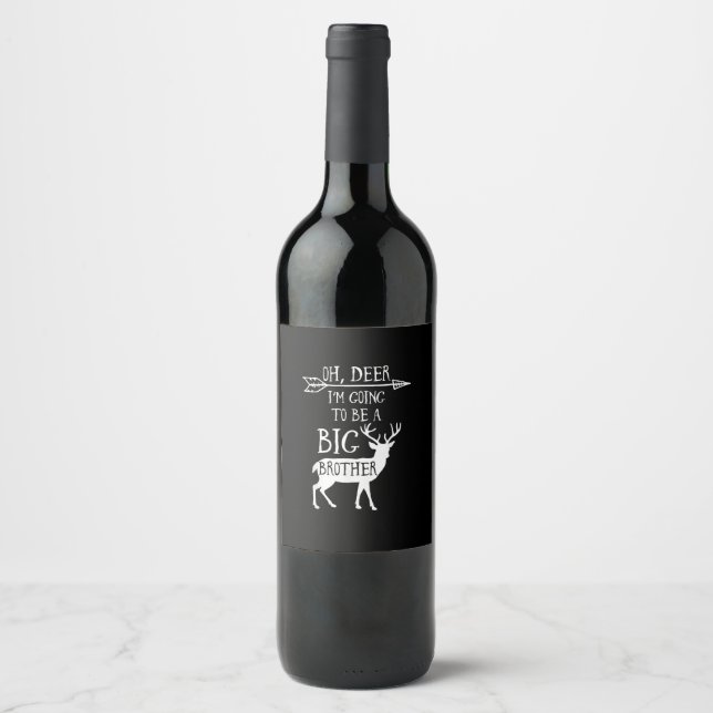 Étiquette Pour Bouteilles De Vin Oh Deer Going To Big Brother Christmas Announcemen (Devant)