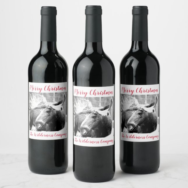 Étiquette Pour Bouteilles De Vin Oie En Neige Joyeux Noël Scène D'Hiver (Bouteilles)