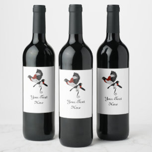 Étiquette Pour Bouteilles De Vin Oiseau cardinal de Grosbeak à poitrine Rose