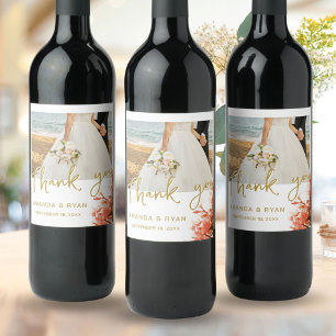 Étiquette Pour Bouteilles De Vin Oleander Flowers Photo Merci Mariage