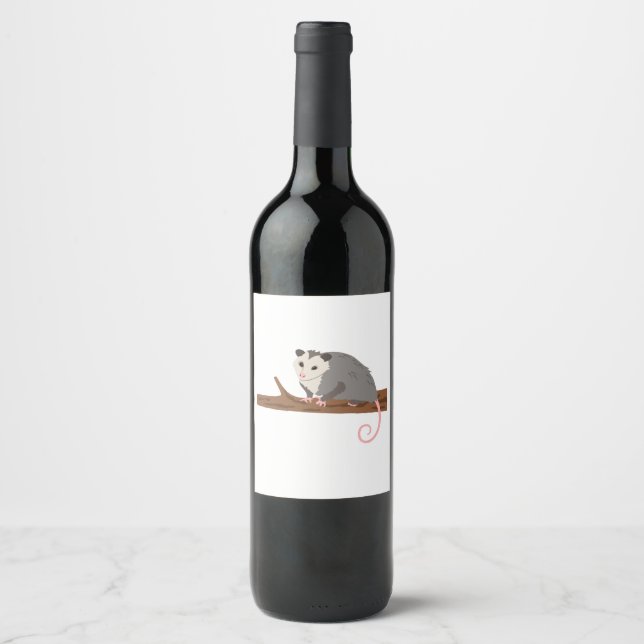 Étiquette Pour Bouteilles De Vin Opossum sur la branche (Devant)