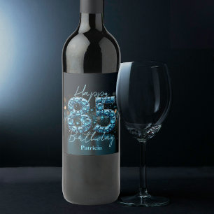 Étiquette Pour Bouteilles De Vin Opulent Chic Sapphire Bleu et Noir 85e anniversair