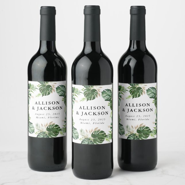 Étiquette Pour Bouteilles De Vin Or tropical | Personnalisé (Bouteilles)
