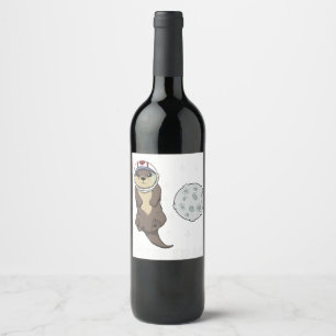 Étiquette Pour Bouteilles De Vin Otter animal de l'espace extra-atmosphérique Astro