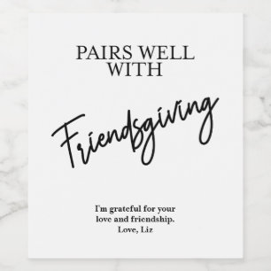 Étiquette Pour Bouteilles De Vin Paire Bien Avec Friendsgiving Vin Personnalisé La