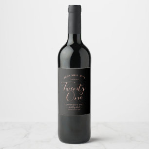 Étiquette Pour Bouteilles De Vin Paires bien avec   Minimaliste Black & RoseGold 21