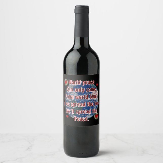 Étiquette Pour Bouteilles De Vin Paix mondiale (Devant)