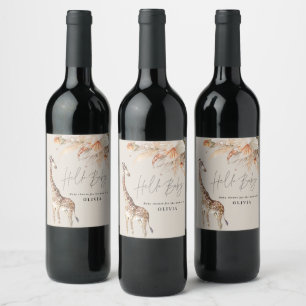 Étiquette Pour Bouteilles De Vin Pampas botanique herbe girafe moderne safari chic