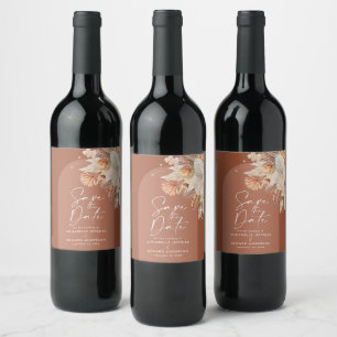 Étiquette Pour Bouteilles De Vin Pampas en terre cuite bohème moderne enregistrer l