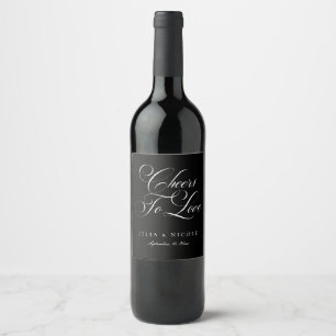 Étiquette Pour Bouteilles De Vin Papeterie de mariage classique ivoire noir calligr