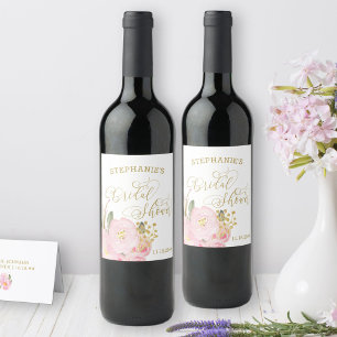 Étiquette Pour Bouteilles De Vin Papier Calligraphié Rose Or Fleurs Mariage