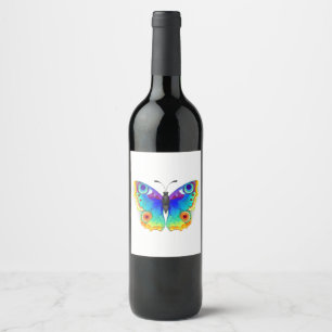 Étiquette Pour Bouteilles De Vin Papillon Paon Arc-en-Ciel