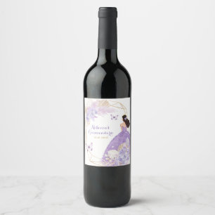 Étiquette Pour Bouteilles De Vin Papillon violet de Boho Princesa Quinceañera