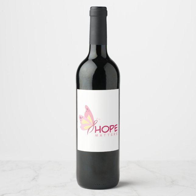 Étiquette Pour Bouteilles De Vin Papillons pour le cancer du sein (Devant)