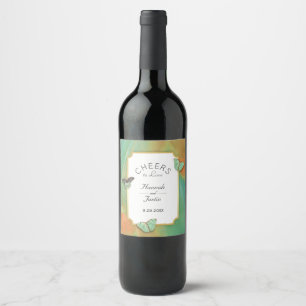 Étiquette Pour Bouteilles De Vin Papillons vintages Couleurs sud-ouest Mariage