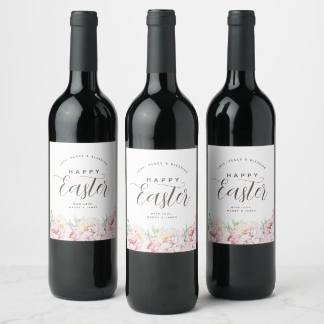 Étiquette Pour Bouteilles De Vin Pâques florales Pastel élégant (Bouteilles)
