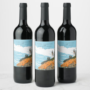 Étiquette Pour Bouteilles De Vin Parc national Acadia Mariage Retro