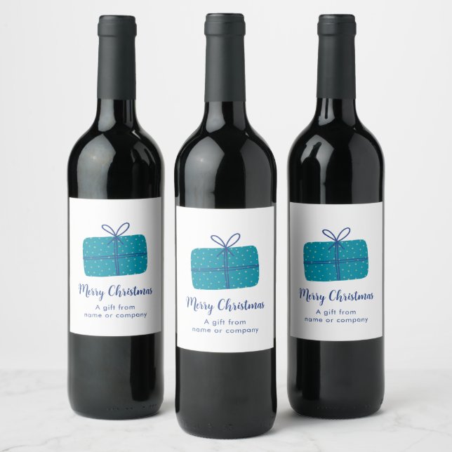 Étiquette Pour Bouteilles De Vin Parcelle de Noël bleu personnalisé (Bouteilles)
