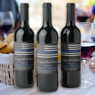 Étiquette Pour Bouteilles De Vin Parti de graduation de la police vintage Ligne ble