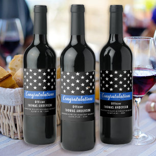 Étiquette Pour Bouteilles De Vin Parti de la retraite de la police Ligne Bleue Minc