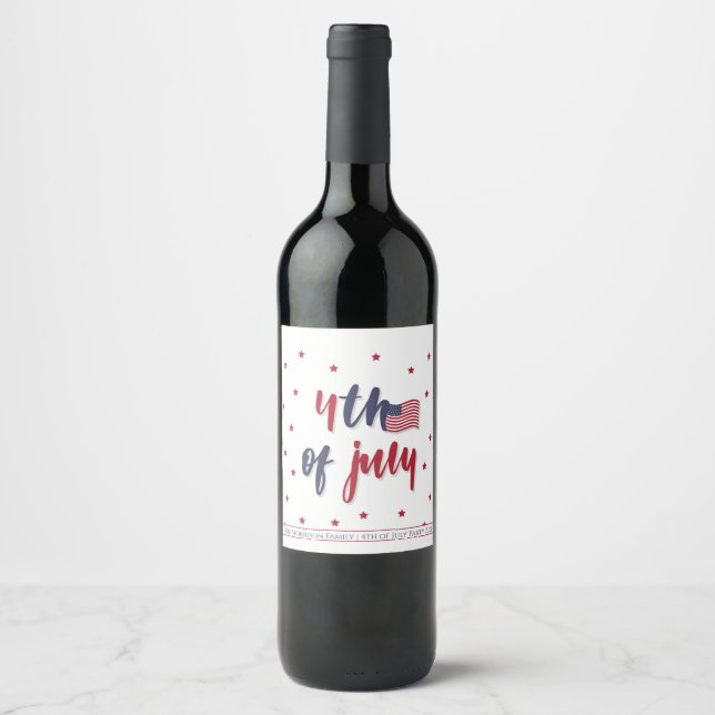 Étiquette Pour Bouteilles De Vin Parti du drapeau américain 4 juillet patriotique (Devant)