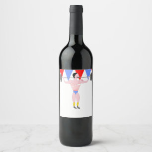 Étiquette Pour Bouteilles De Vin Partie de thème de cirque d'homme fort de cirque