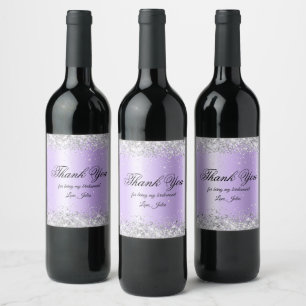 Étiquette Pour Bouteilles De Vin Parties scintillant Argent Faux Merci à huile viol