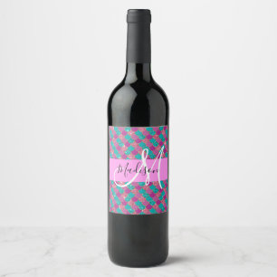 Étiquette Pour Bouteilles De Vin Parties scintillant de sirène violette Turquoise É