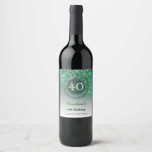 Étiquette Pour Bouteilles De Vin Parties scintillant élégante Falling Green 40e ann