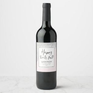 Étiquette Pour Bouteilles De Vin Parties scintillant rose et argent sur mesure 21èm