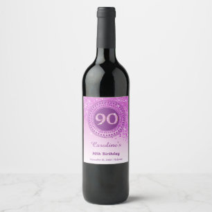 Étiquette Pour Bouteilles De Vin Parties scintillant stylish Falling Rose 90e anniv