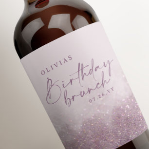 Étiquette Pour Bouteilles De Vin Parties scintillant violet Lilac élégant brunch d'