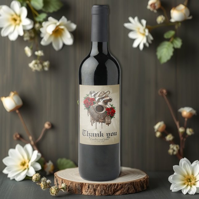Étiquette Pour Bouteilles De Vin Passion Steampunk, le Coeur mécanique de l'Amour. (Créateur téléchargé)
