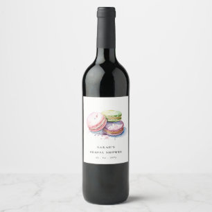 Étiquette Pour Bouteilles De Vin Pâtisserie de Macarons Français à l'aquarelle pour