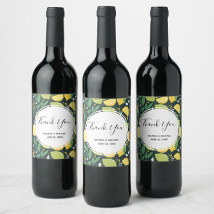 Étiquette Pour Bouteilles De Vin Patters de Yellow Lemon and Green Lime Fruit Food