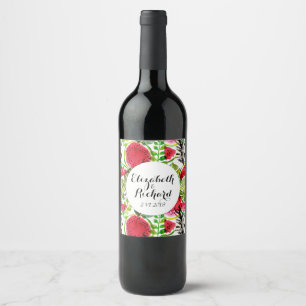 Étiquette Pour Bouteilles De Vin Paume d'eau feuille pastèque mariage monogramme