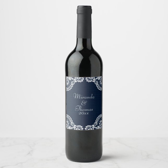 Étiquette Pour Bouteilles De Vin Pays Dentelle & Denim (Devant)