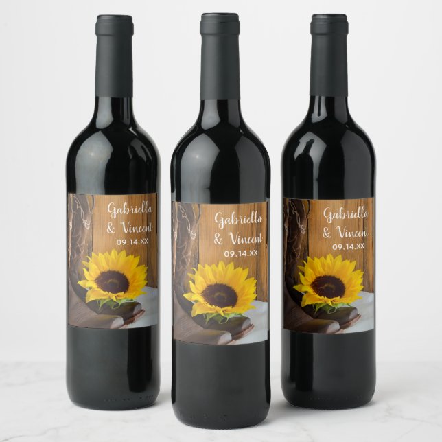 Étiquette Pour Bouteilles De Vin Pays Sunflower Mariage Ouest (Bouteilles)