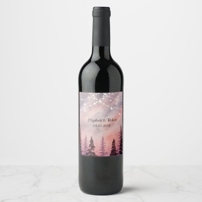 Étiquette Pour Bouteilles De Vin Paysage d'hiver Forêt de Greenpine (Devant)