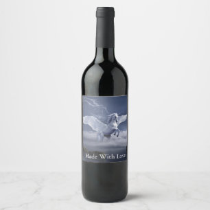 Étiquette Pour Bouteilles De Vin Pégase en vol 