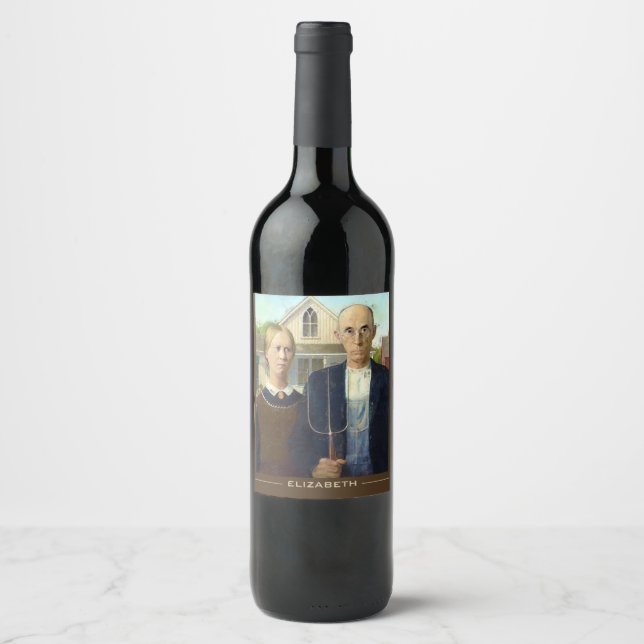 Étiquette Pour Bouteilles De Vin Peinture à l'huile gothique américaine (Devant)